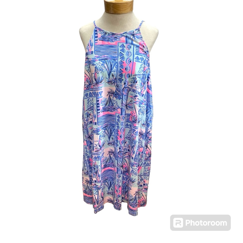 Lilly Pulitzer Pink and Blue Printed Midi Dress